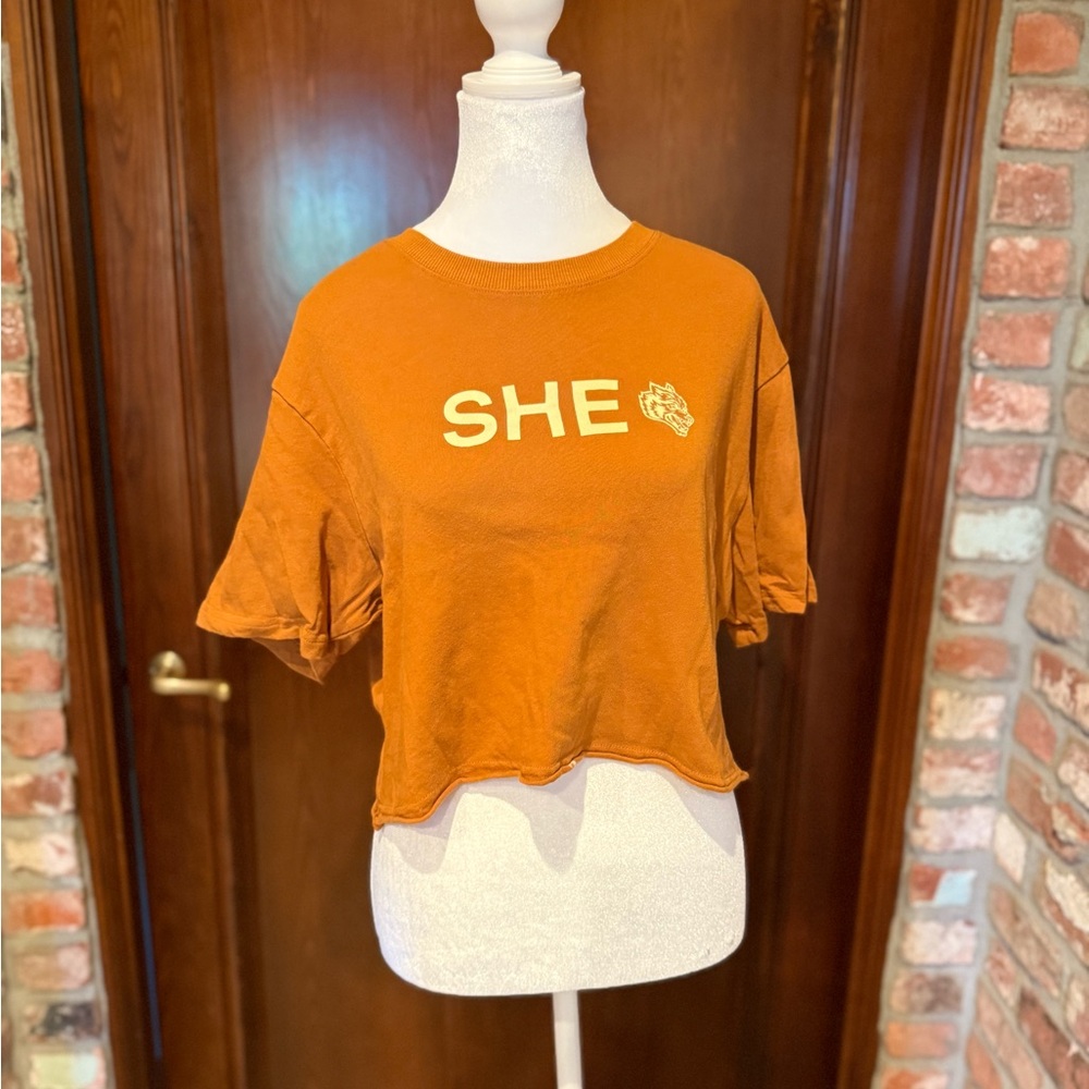 SHE Graphic Orange Women's Crop Top